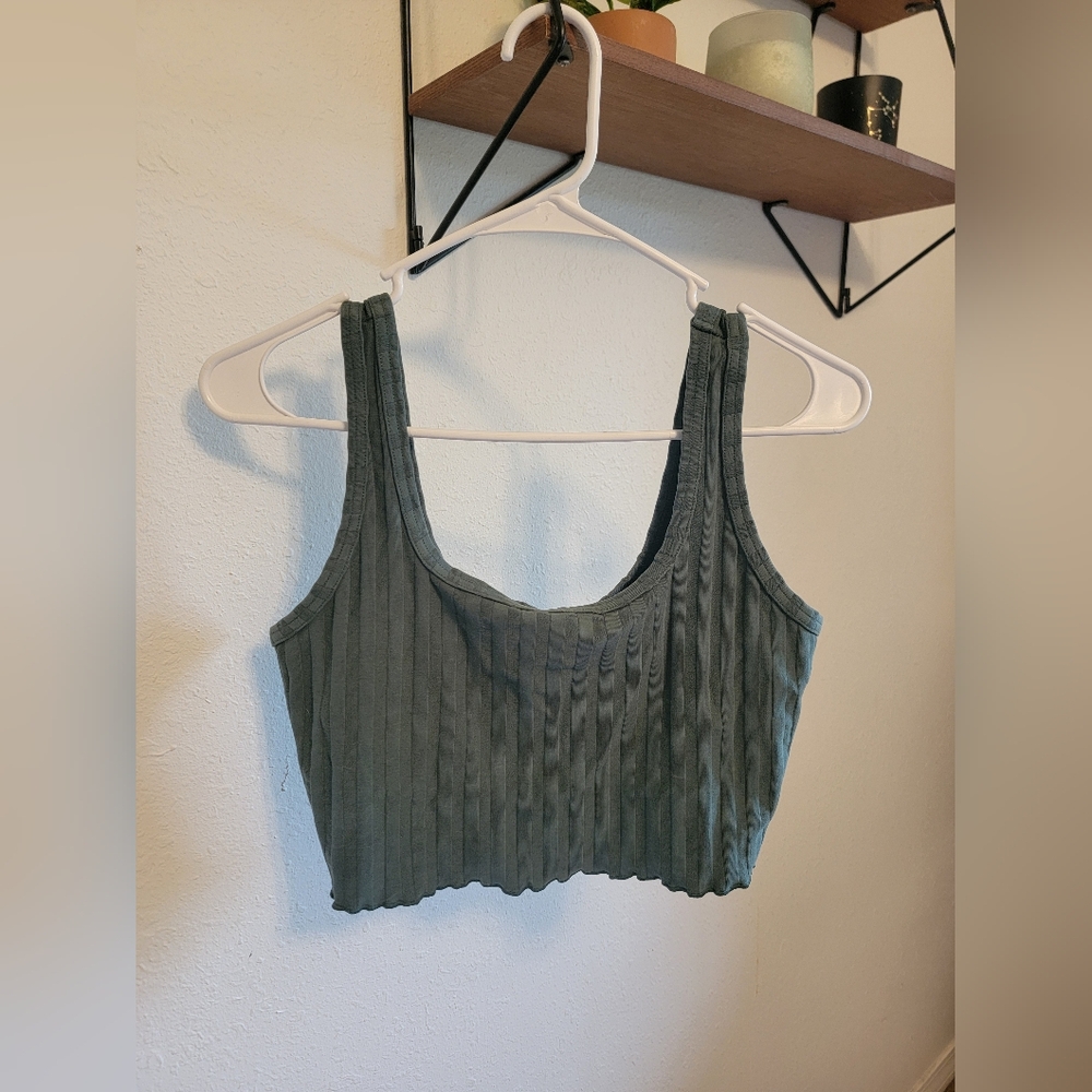 Olive cropped aerie tank